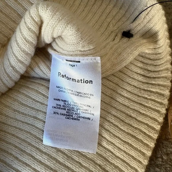 Reformation Glenna Cashmere Sweater Gossamer Size L NWT - Picture 4 of 7